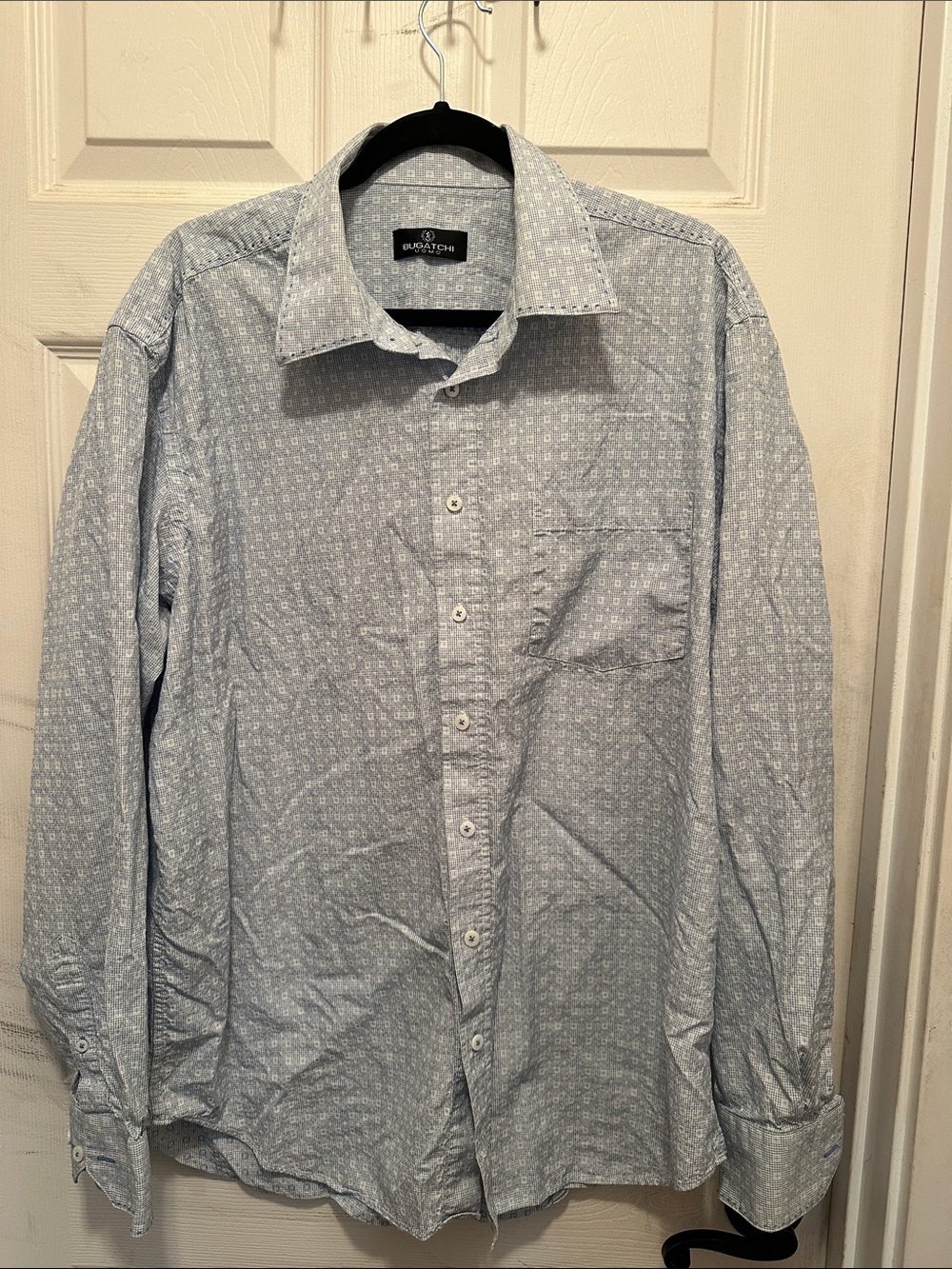 Bugatchi Light Blue Patterned Men's Dress Shirt